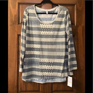 NWT LuLaRoe Lynnae Top - Cream and Grey Pattern